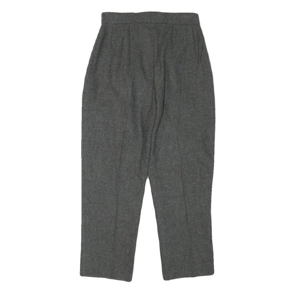 Womens Relaxed Fit Grey Wool Blend Trousers Zip W24 L23 Classic Formal Smart