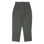 Womens Relaxed Fit Grey Wool Blend Trousers Zip W24 L23 Classic Formal Smart