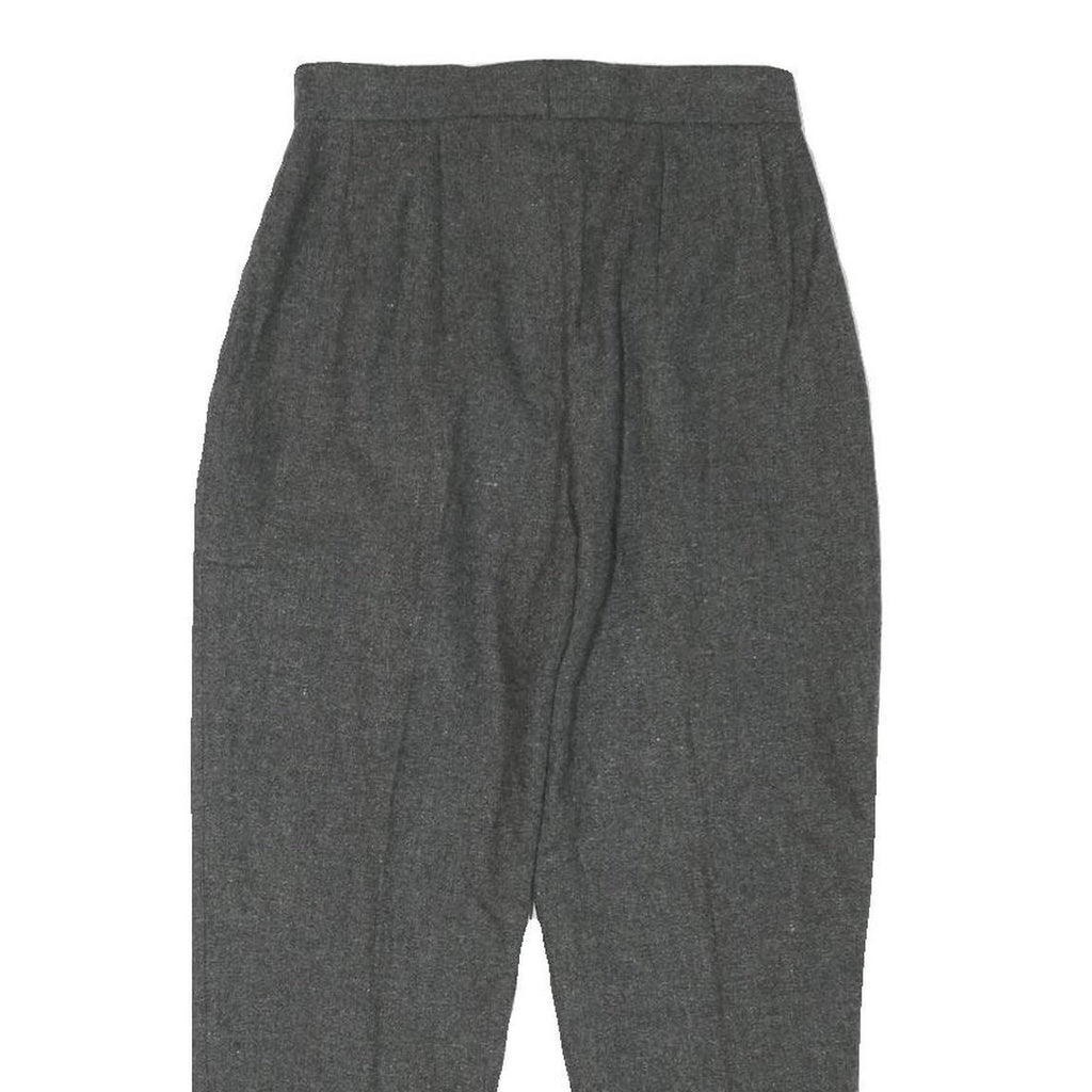 Womens Relaxed Fit Grey Wool Blend Trousers Zip W24 L23 Classic Formal Smart