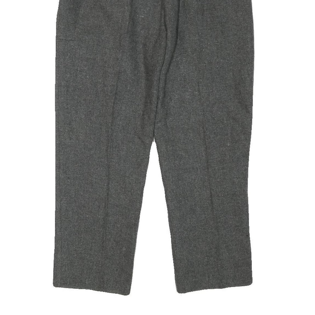 Womens Relaxed Fit Grey Wool Blend Trousers Zip W24 L23 Classic Formal Smart