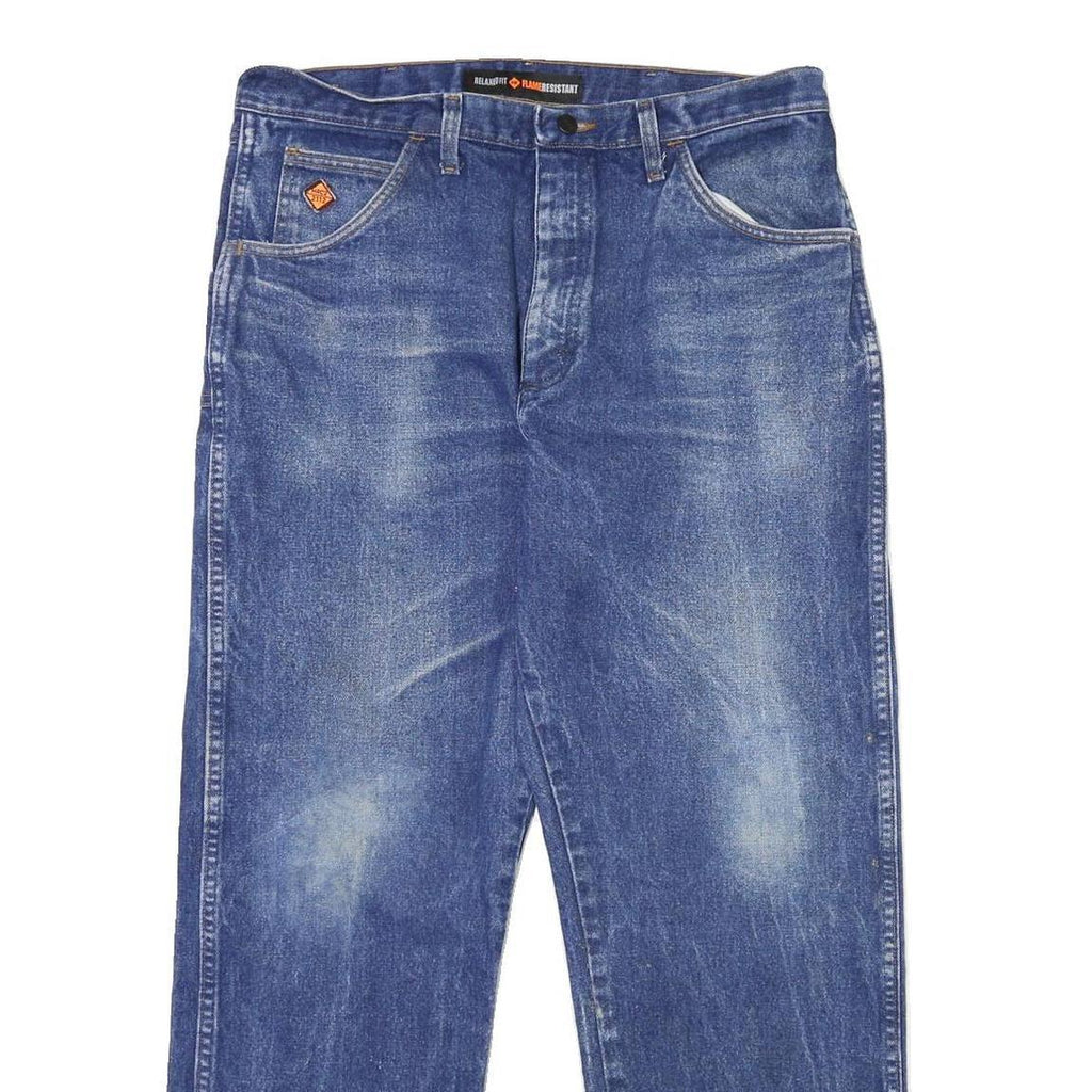 WRANGLER Mens Classic Blue Denim Jeans W36 L30 Button Closure Relaxed Fit