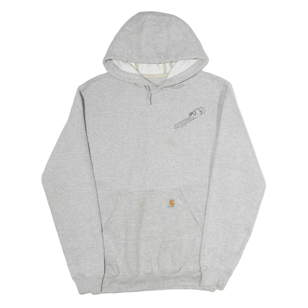 CARHARTT Mens Grey Hoodie S L.G. Ellis Plumbing Workwear Pullover Cotton