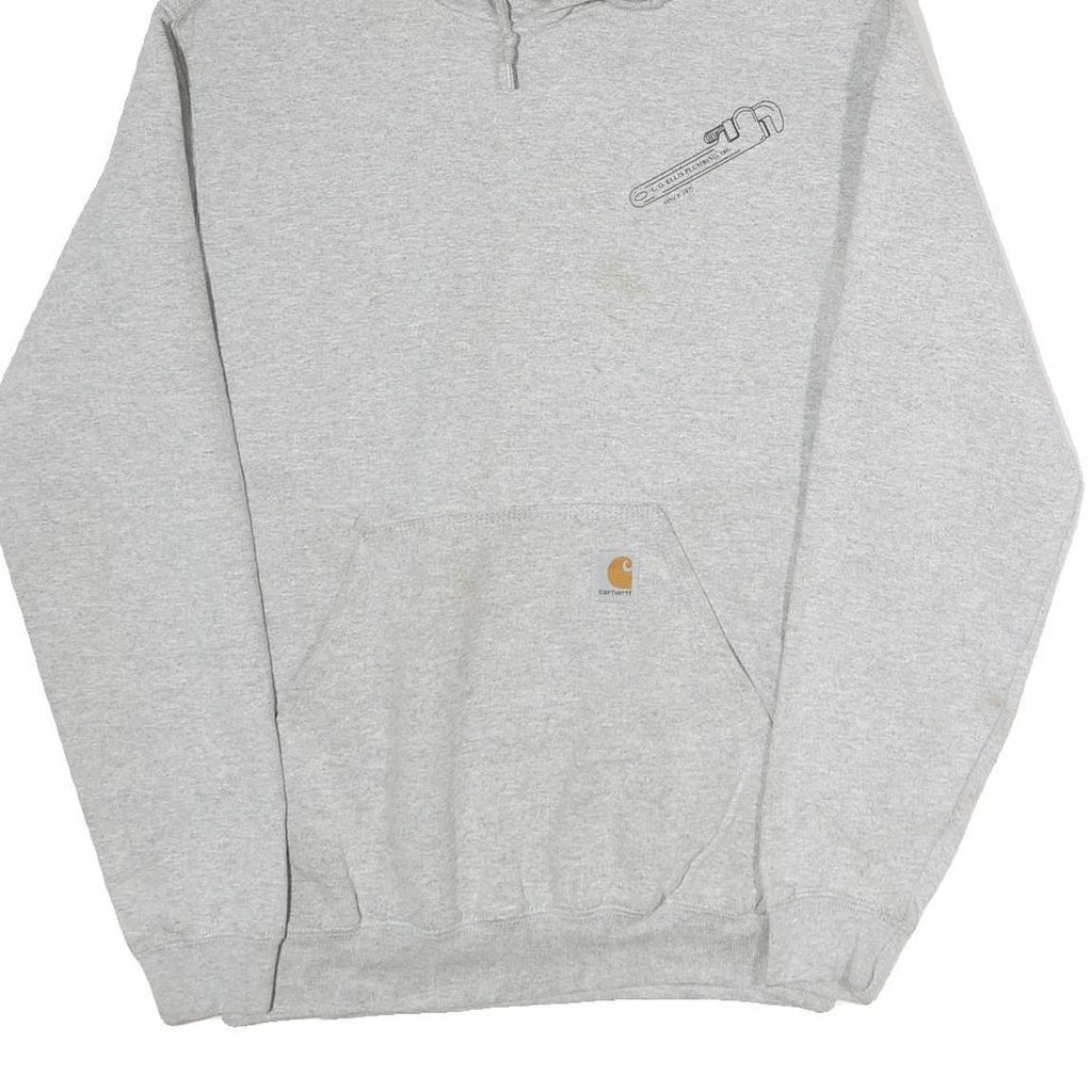 CARHARTT Mens Grey Hoodie S L.G. Ellis Plumbing Workwear Pullover Cotton