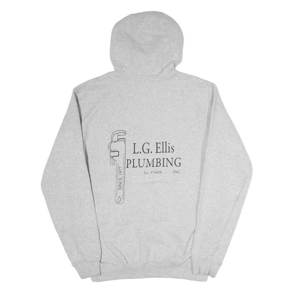 CARHARTT Mens Grey Hoodie S L.G. Ellis Plumbing Workwear Pullover Cotton