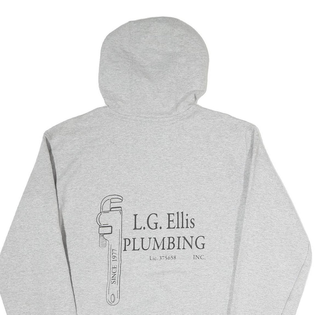 CARHARTT Mens Grey Hoodie S L.G. Ellis Plumbing Workwear Pullover Cotton