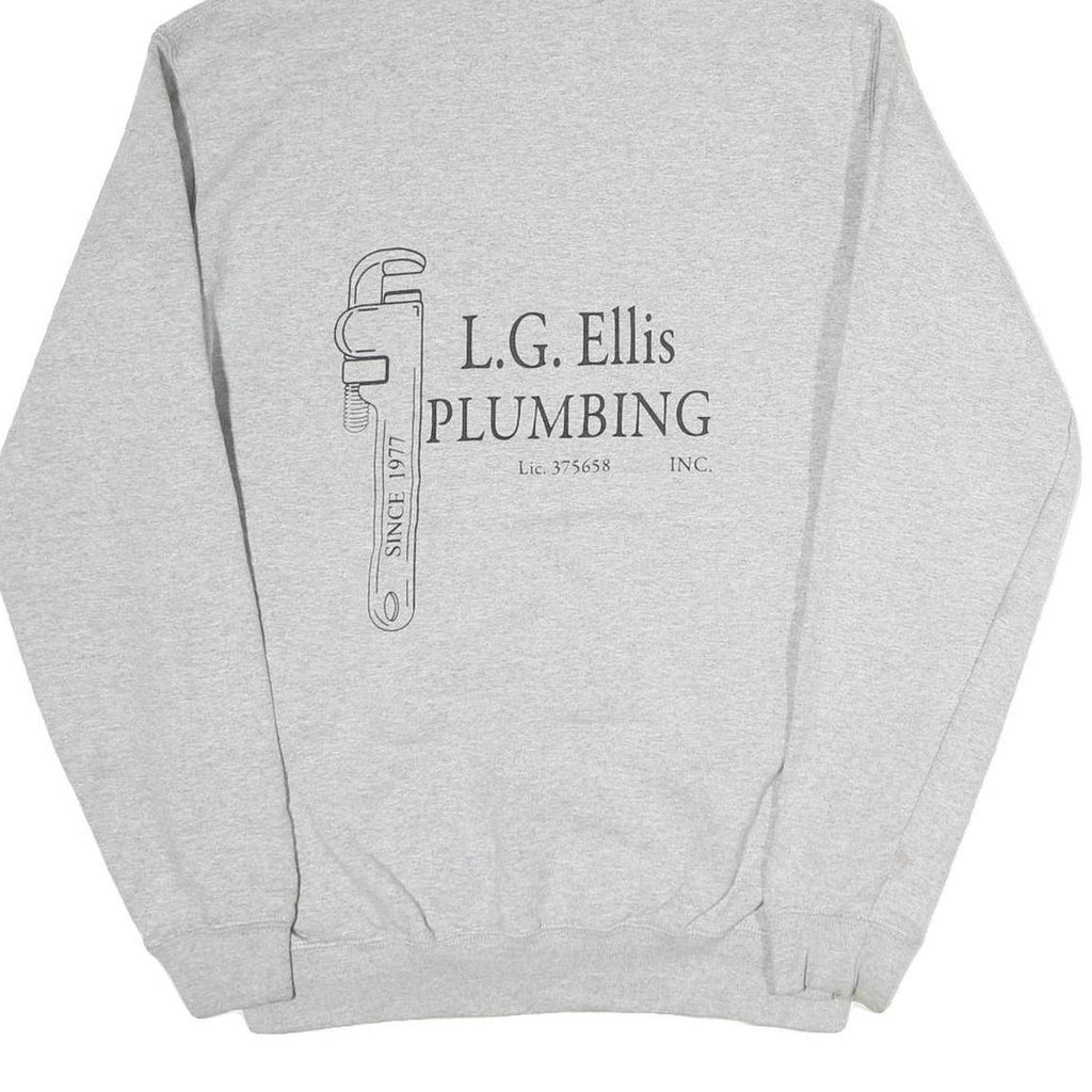 CARHARTT Mens Grey Hoodie S L.G. Ellis Plumbing Workwear Pullover Cotton