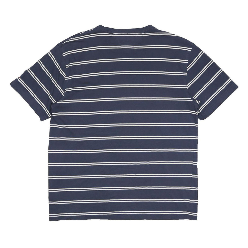 TOMMY HILFIGER Mens Blue & White Striped Graphic T-Shirt L Short Sleeve Crew