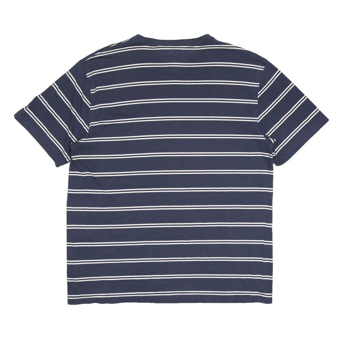 TOMMY HILFIGER Mens Blue & White Striped Graphic T-Shirt L Short Sleeve Crew