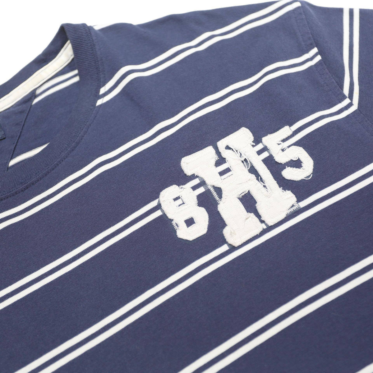 TOMMY HILFIGER Mens Blue & White Striped Graphic T-Shirt L Short Sleeve Crew
