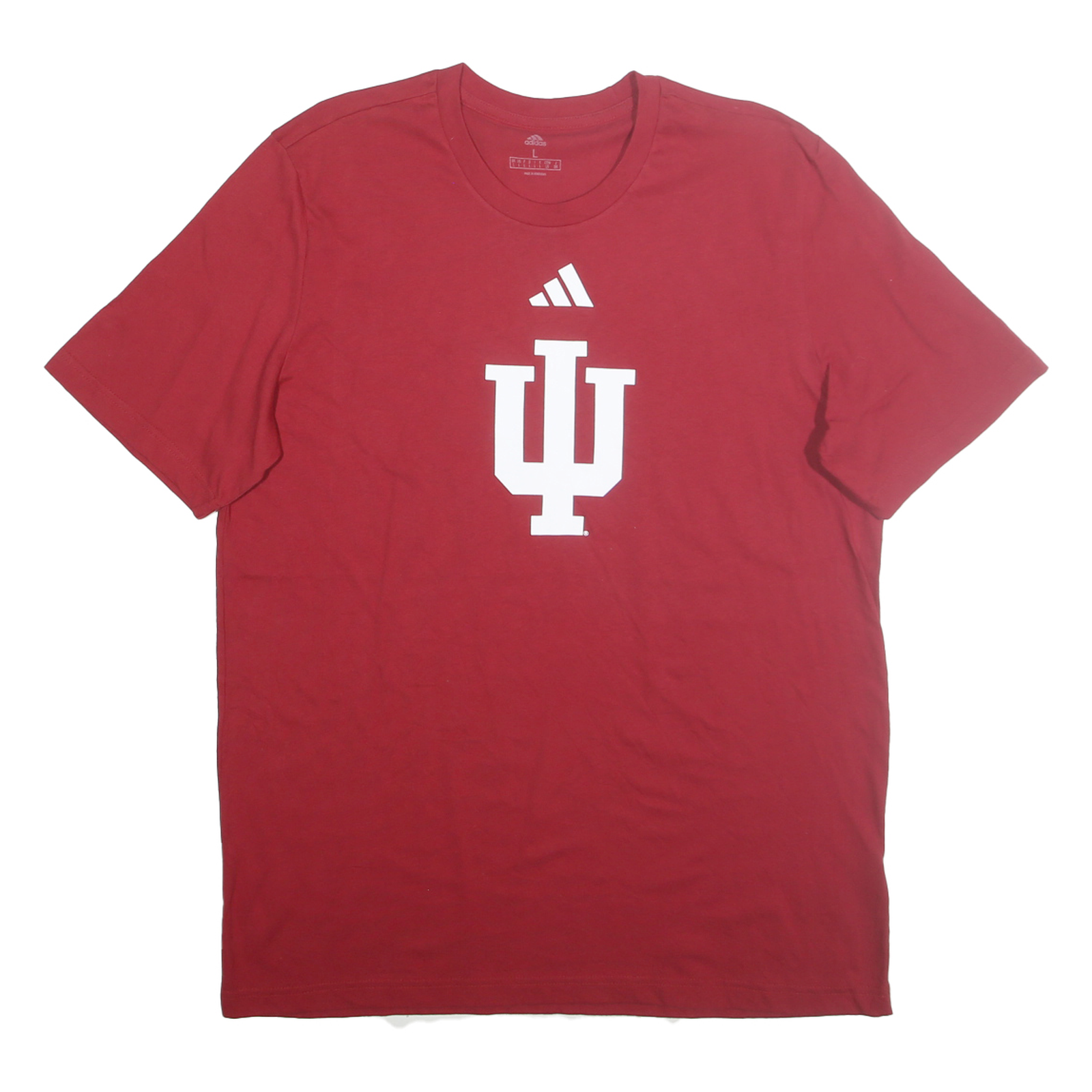 ADIDAS Mens Red IU Logo Graphic T-Shirt L Short Sleeve Crew Neck Casual