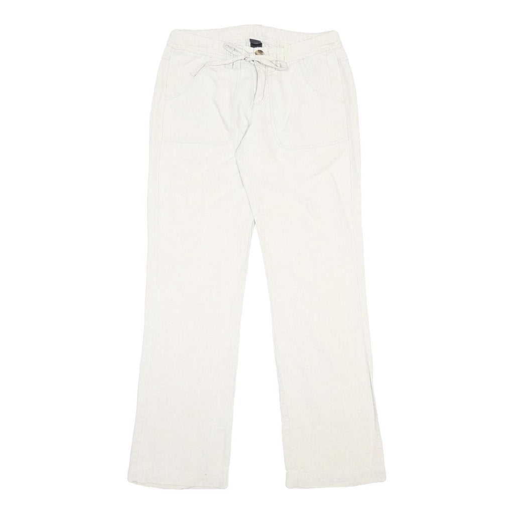 TWIK Womens Linen White Regular Fit Straight Trousers W28 L29 Casual Wear