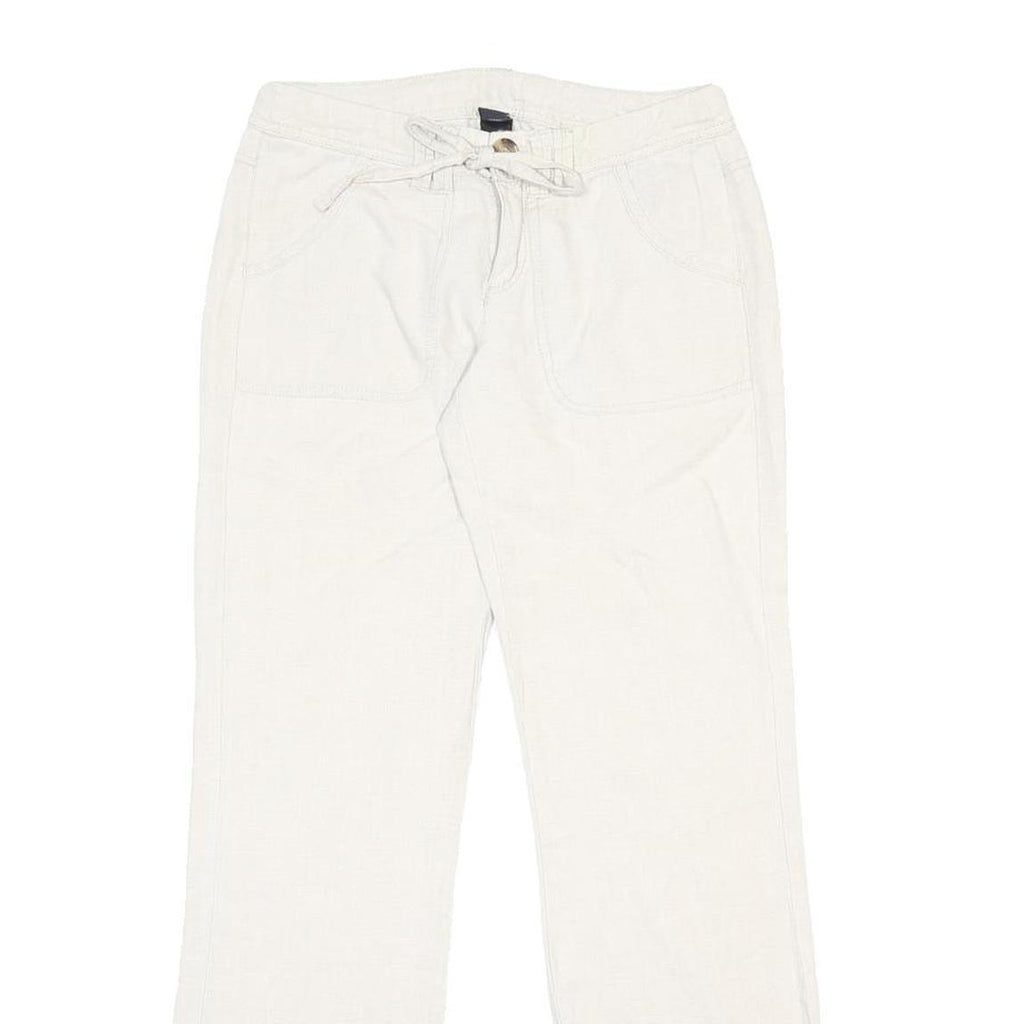 TWIK Womens Linen White Regular Fit Straight Trousers W28 L29 Casual Wear