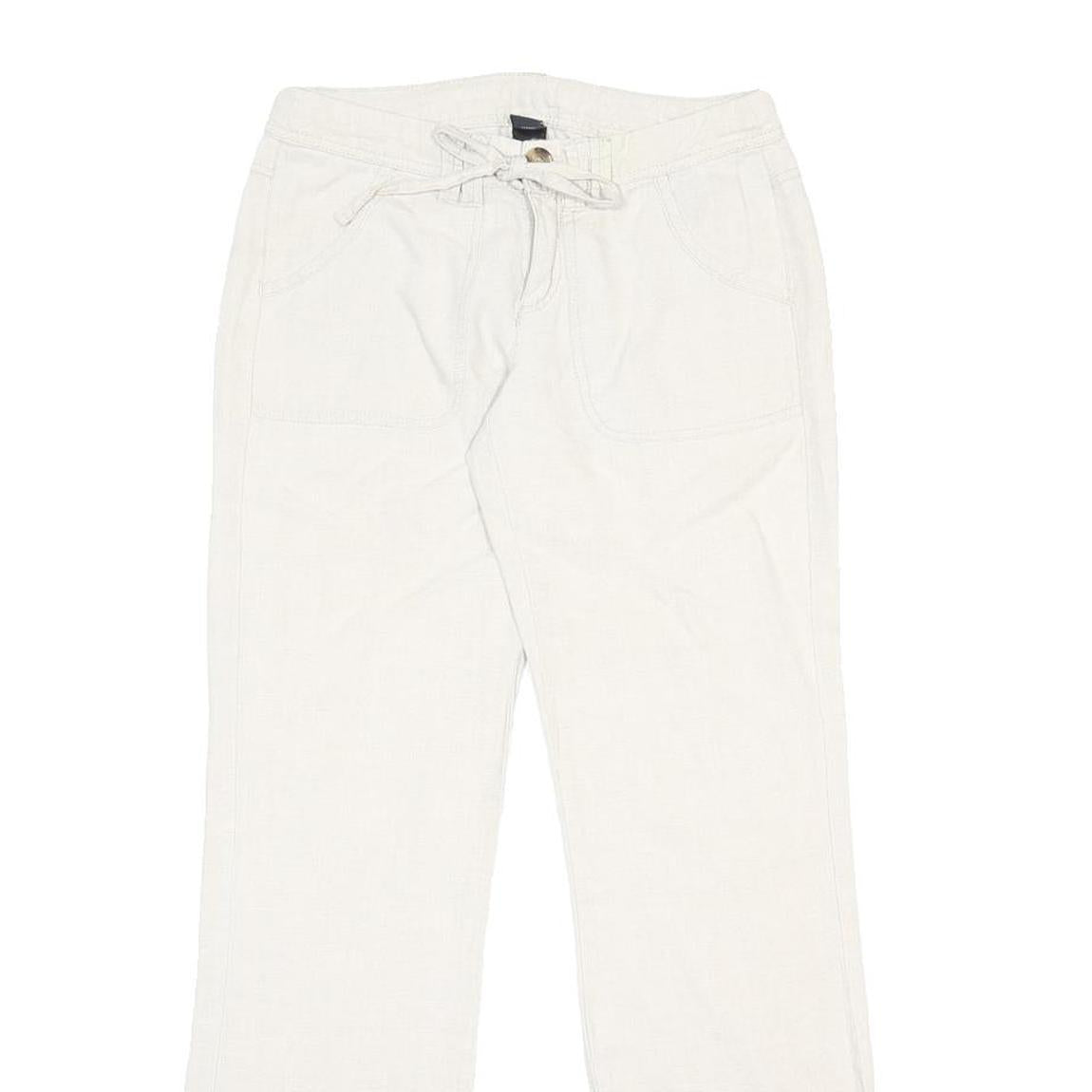 TWIK Womens Linen White Regular Fit Straight Trousers W28 L29 Casual Wear