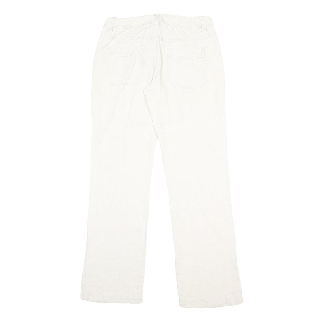TWIK Womens Linen White Regular Fit Straight Trousers W28 L29 Casual Wear