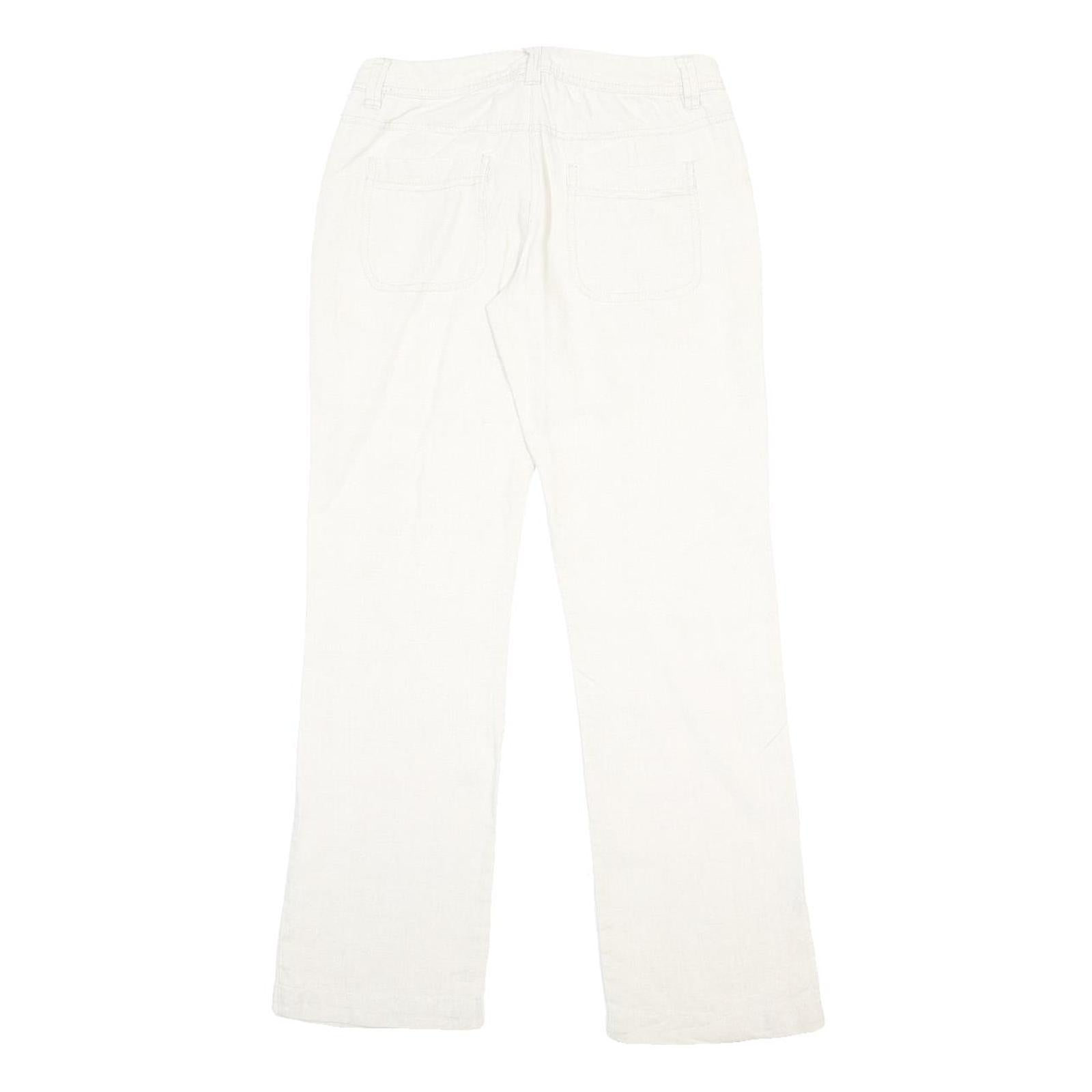 TWIK Womens Linen White Regular Fit Straight Trousers W28 L29 Casual Wear