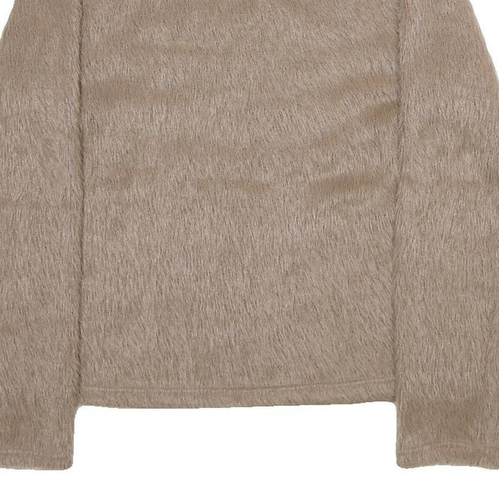 Womens Beige Plain Jumper Crew Neck Basic Knit Regular M Soft Warm Lightweight