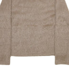 Womens Beige Plain Jumper Crew Neck Basic Knit Regular M Soft Warm Lightweight