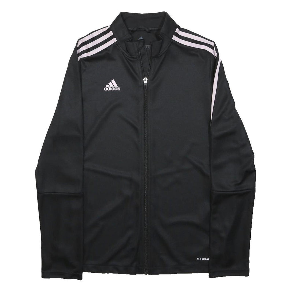 ADIDAS Womens Black & White Track Jacket S Polyester Zip Sportswear Athletic