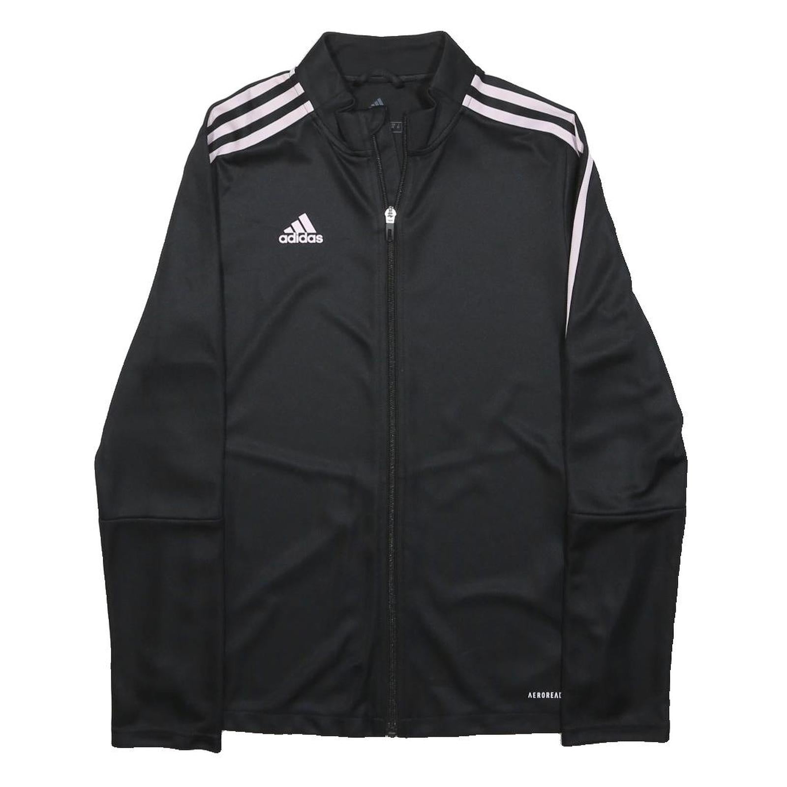 ADIDAS Womens Black & White Track Jacket S Polyester Zip Sportswear Athletic
