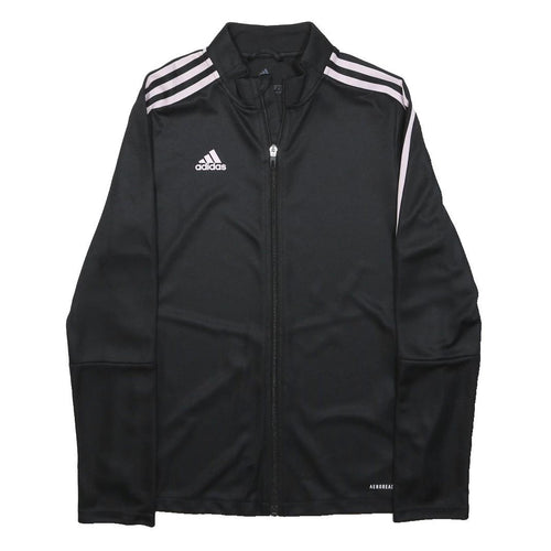 ADIDAS Womens Black & White Track Jacket S Polyester Zip Sportswear Athletic