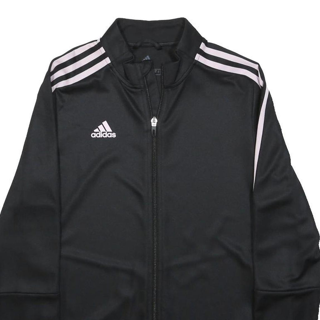 ADIDAS Womens Black & White Track Jacket S Polyester Zip Sportswear Athletic