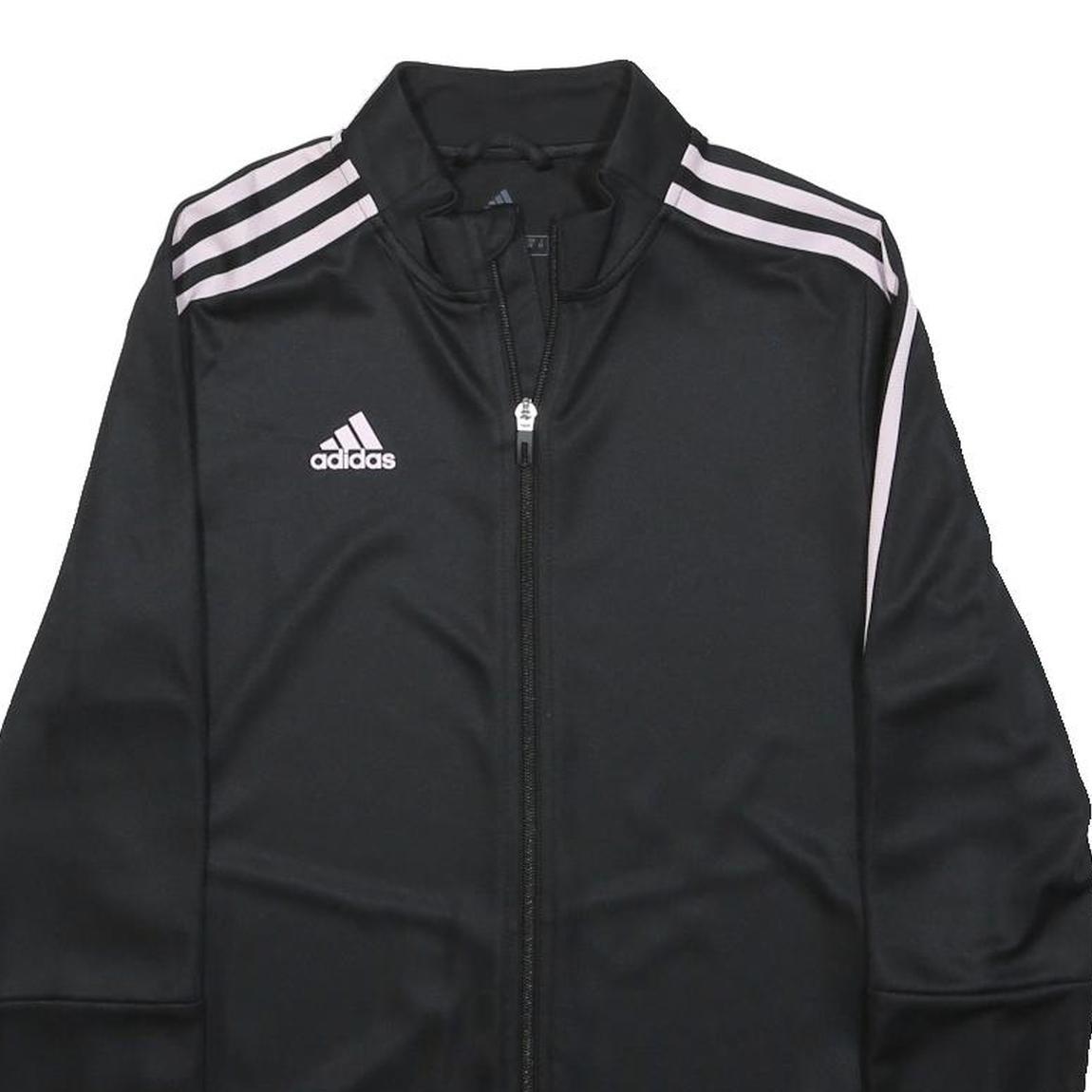 ADIDAS Womens Black & White Track Jacket S Polyester Zip Sportswear Athletic