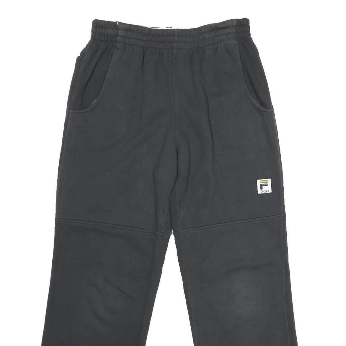 FILA Womens Joggers Black L W26 L26 Casual Cotton Blend Wide Leg Relaxed Fit