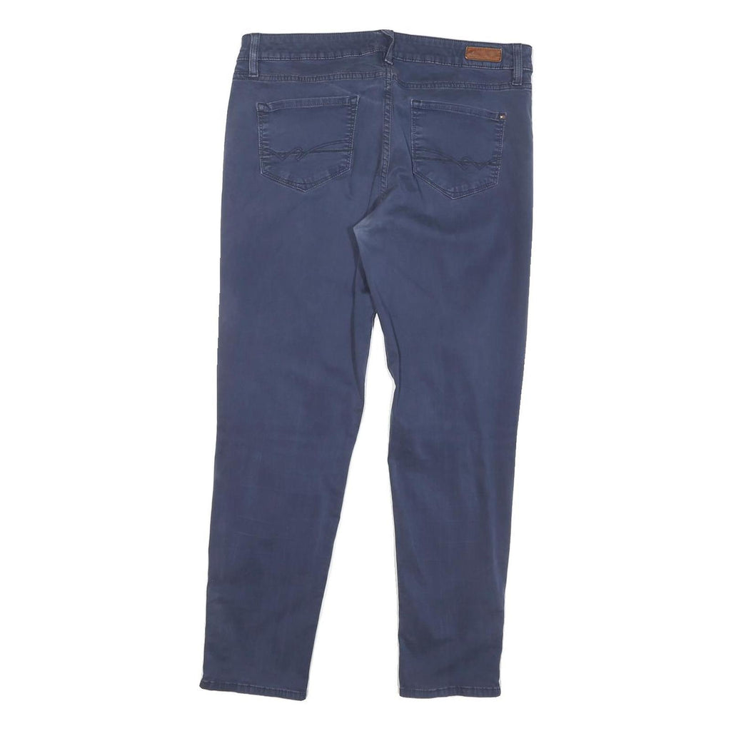 TOMMY HILFIGER Womens Cotton Blend Blue Regular Zip Regular Fit Trousers W32 L27