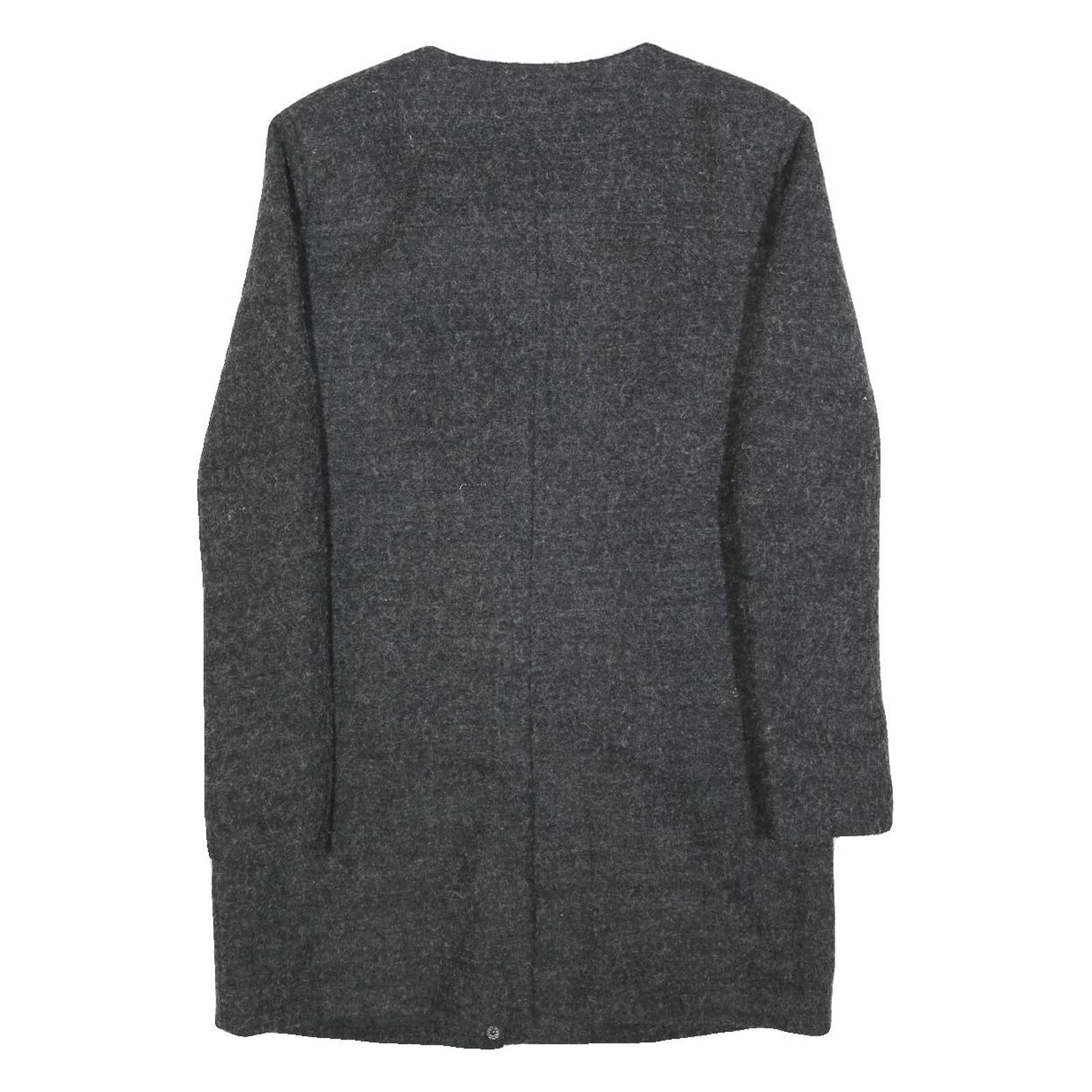 ONLY Womens Grey Wool Blend Button Jacket M Woven Classic Outerwear