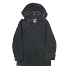LAKE LINE Womens Black Cotton Hooded Jacket UK 16 Zip Closure Classic Casual
