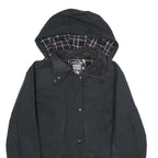 LAKE LINE Womens Black Cotton Hooded Jacket UK 16 Zip Closure Classic Casual