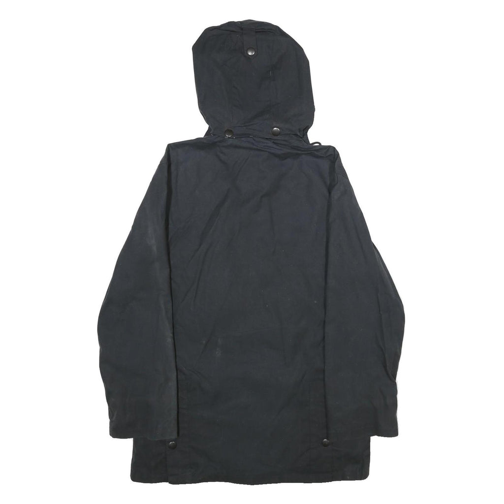 LAKE LINE Womens Black Cotton Hooded Jacket UK 16 Zip Closure Classic Casual