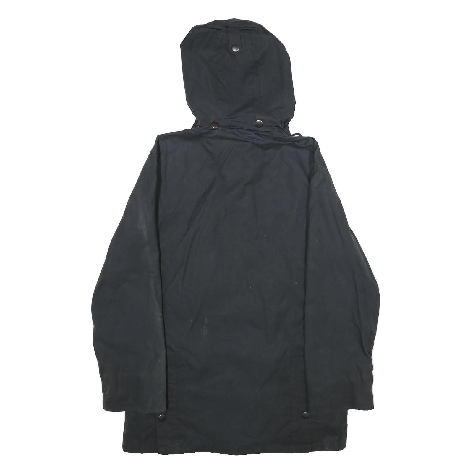 LAKE LINE Womens Black Cotton Hooded Jacket UK 16 Zip Closure Classic Casual