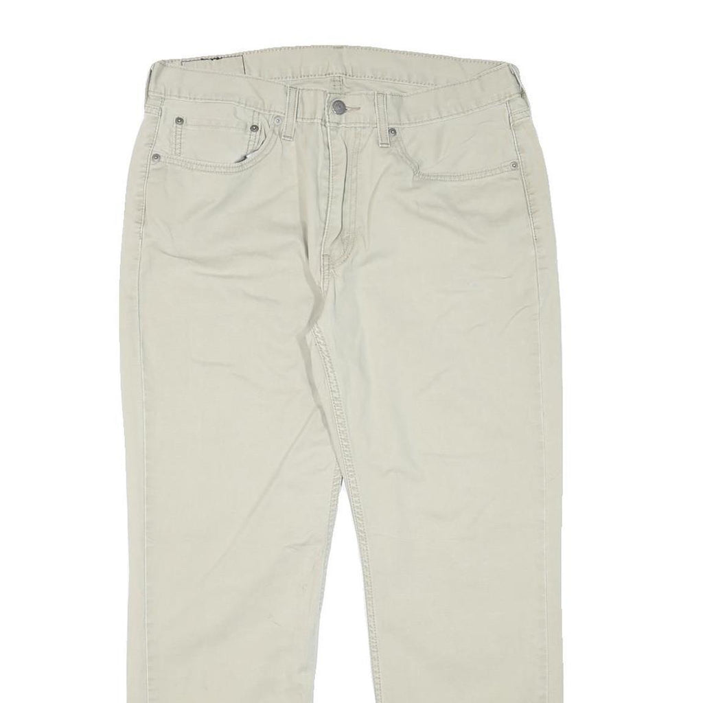 LEVI'S Mens Cotton Blend Beige Regular Straight Trousers W33 L28 Casual Zip