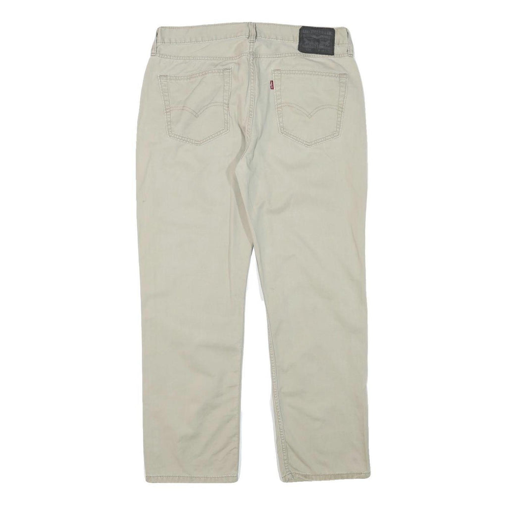 LEVI'S Mens Cotton Blend Beige Regular Straight Trousers W33 L28 Casual Zip