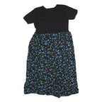NOTATIONS Womens Black Blue Floral Cotton Day Dress Short Sleeve M Floral Print