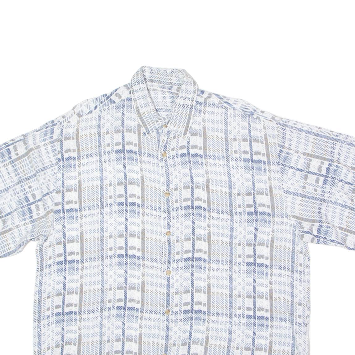 Mens Shirt Blue 90s Striped L