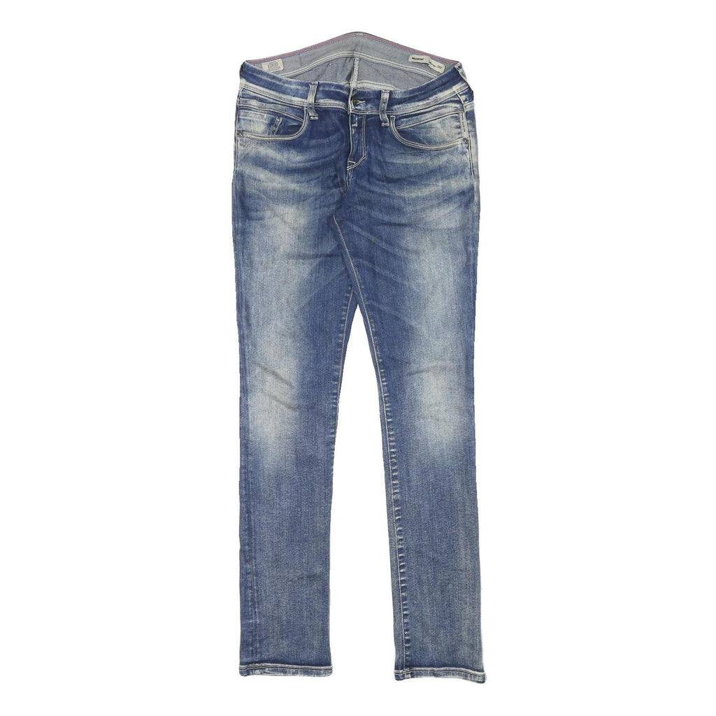 MELTIN POT Womens Slim Blue Denim Light Wash Jeans W29 L31 Stylish Zip Closure
