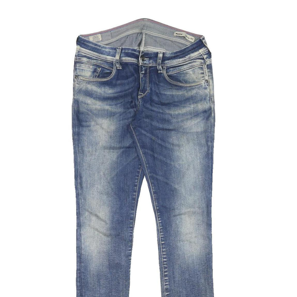 MELTIN POT Womens Slim Blue Denim Light Wash Jeans W29 L31 Stylish Zip Closure