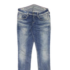 MELTIN POT Womens Slim Blue Denim Light Wash Jeans W29 L31 Stylish Zip Closure