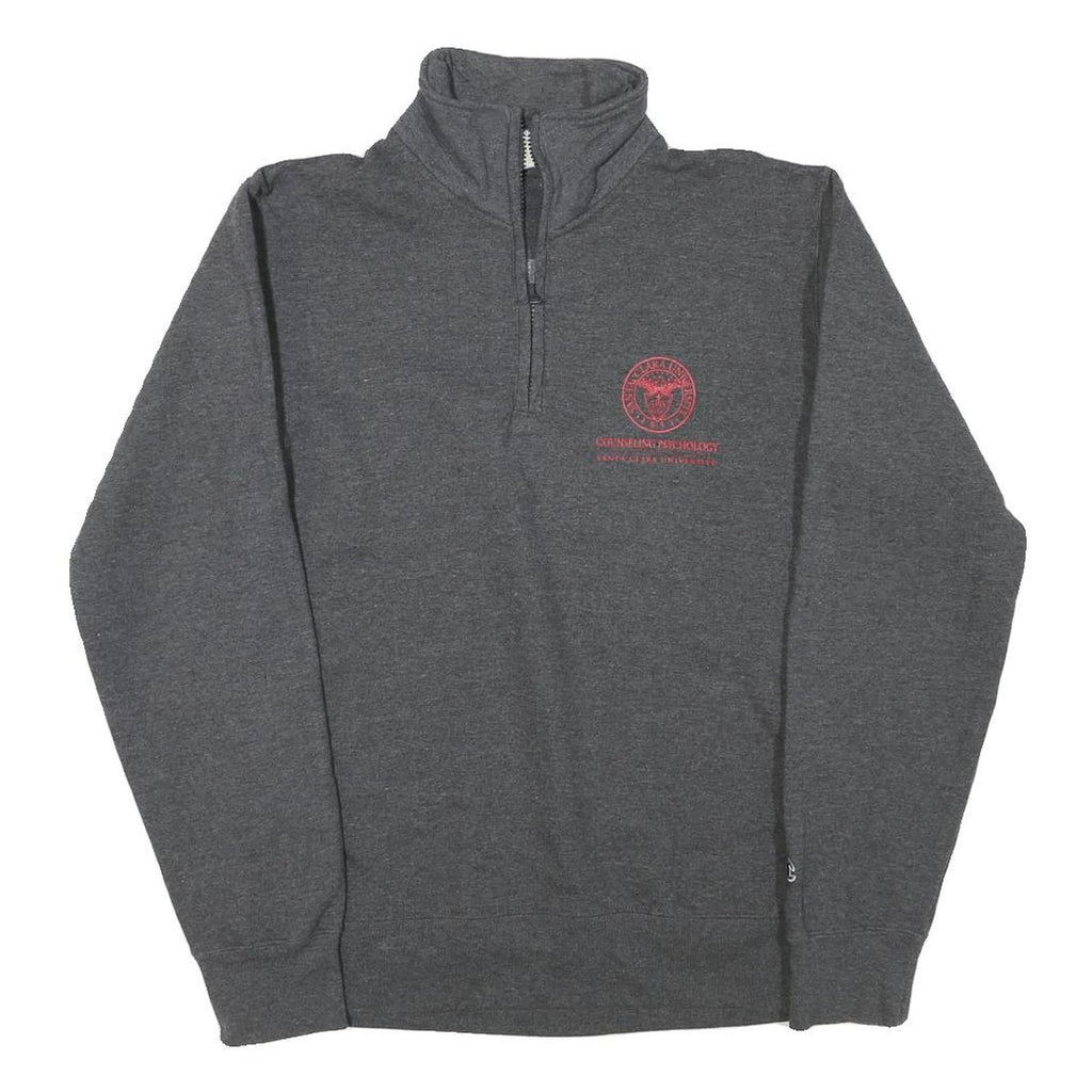 CHAMPION Mens Grey Quarter Zip S Cotton Blend Pullover Sweatshirt Casual