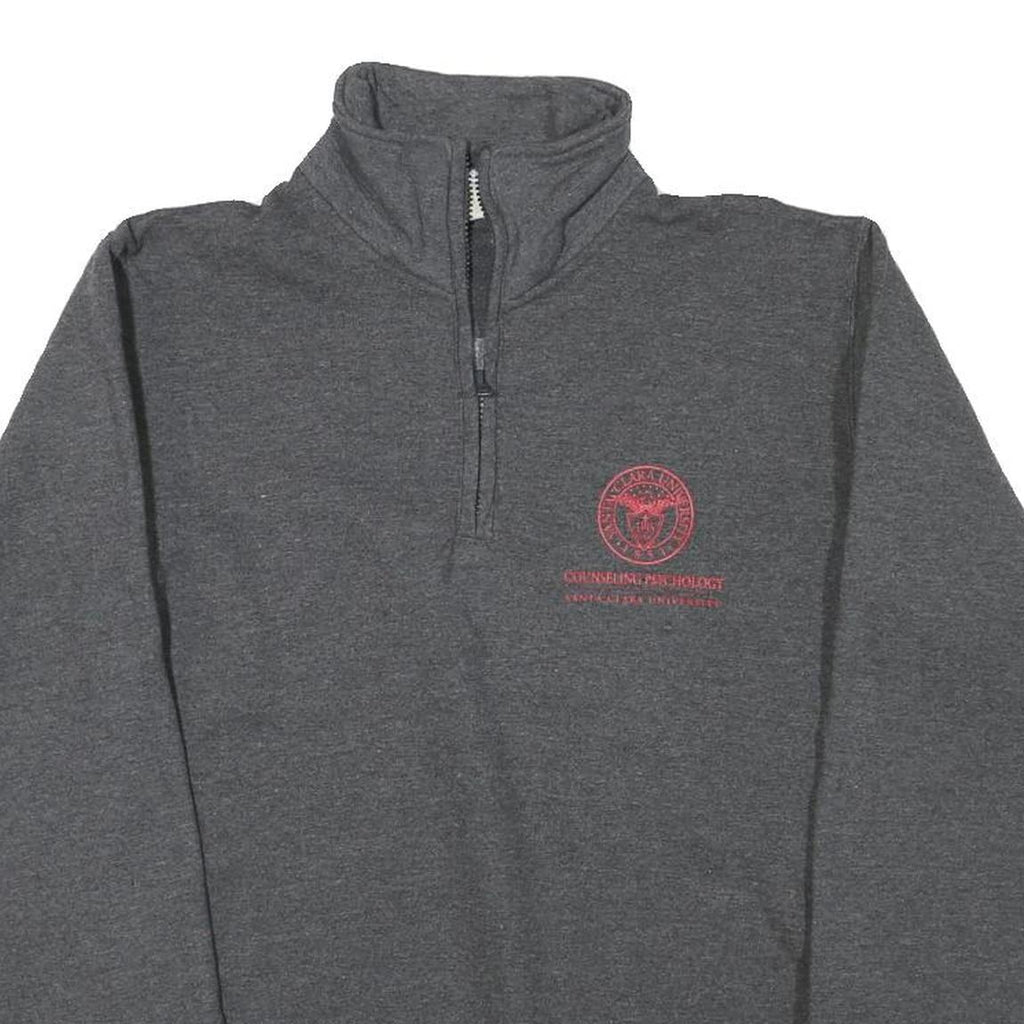 CHAMPION Mens Grey Quarter Zip S Cotton Blend Pullover Sweatshirt Casual