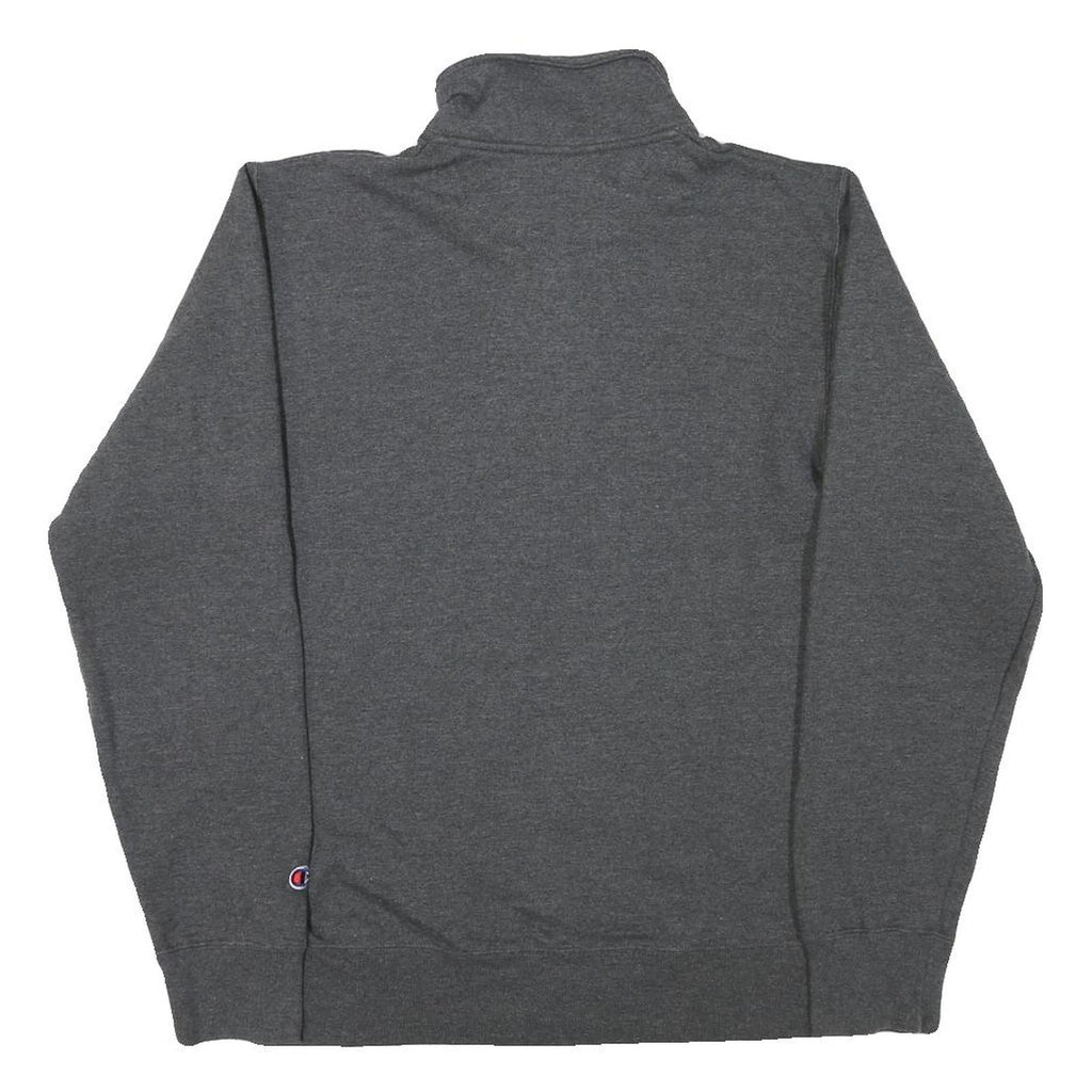 CHAMPION Mens Grey Quarter Zip S Cotton Blend Pullover Sweatshirt Casual