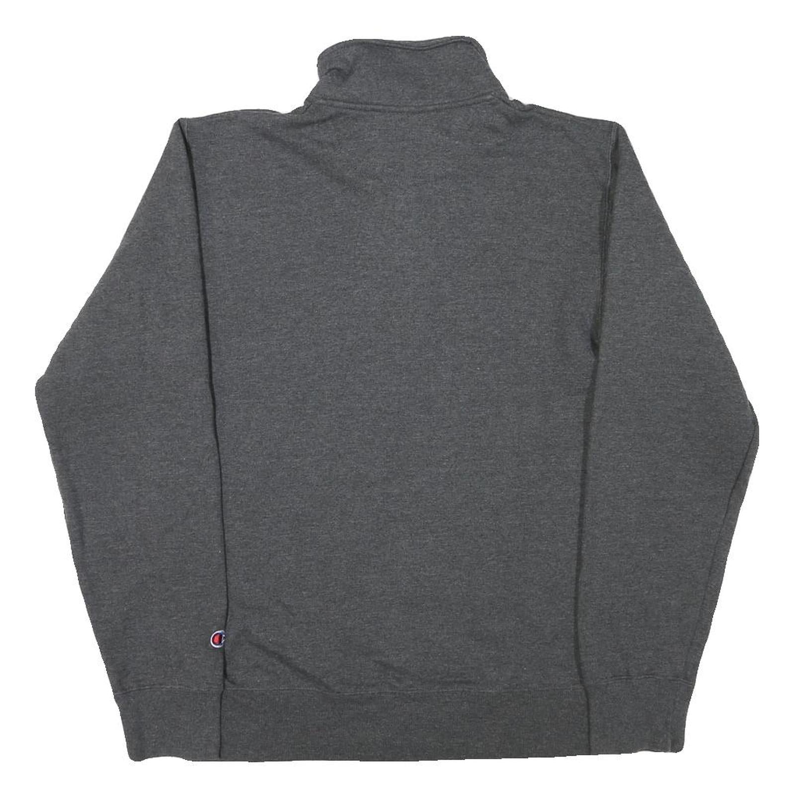 CHAMPION Mens Grey Quarter Zip S Cotton Blend Pullover Sweatshirt Casual