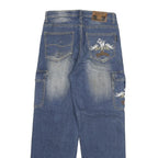 CLD Mens Blue Regular Cargo Denim Light W28 L30 Embroidered Pockets Zip