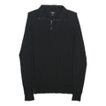 REISS Mens Black Plain Wool Jumper 1/4 Zip Crew Neck S Casual Knitwear