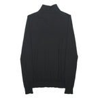 REISS Mens Black Plain Wool Jumper 1/4 Zip Crew Neck S Casual Knitwear