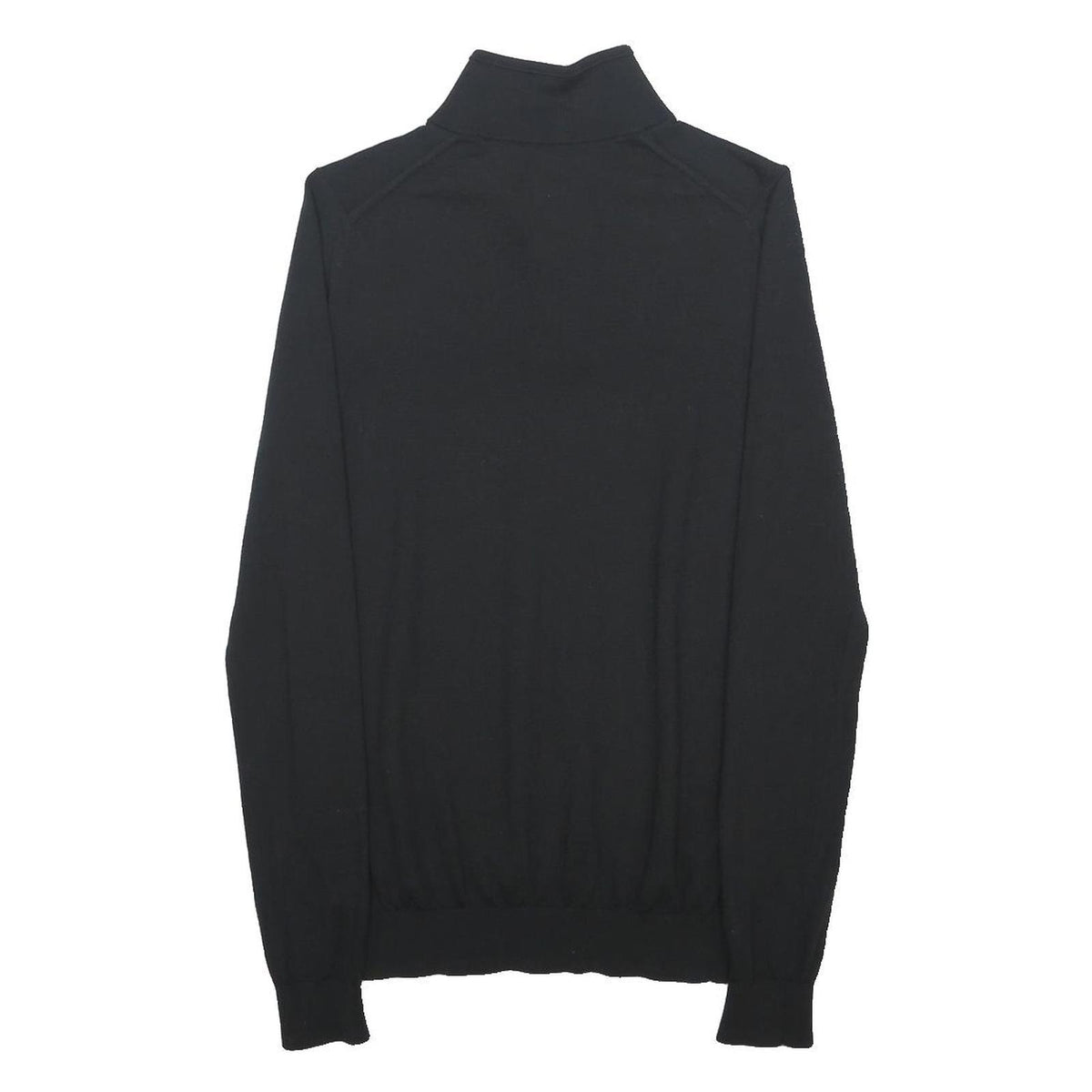 REISS Mens Black Plain Wool Jumper 1/4 Zip Crew Neck S Casual Knitwear