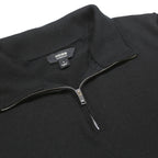 REISS Mens Black Plain Wool Jumper 1/4 Zip Crew Neck S Casual Knitwear