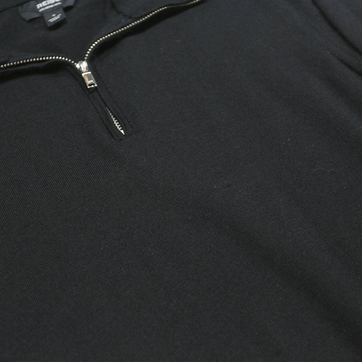 REISS Mens Black Plain Wool Jumper 1/4 Zip Crew Neck S Casual Knitwear
